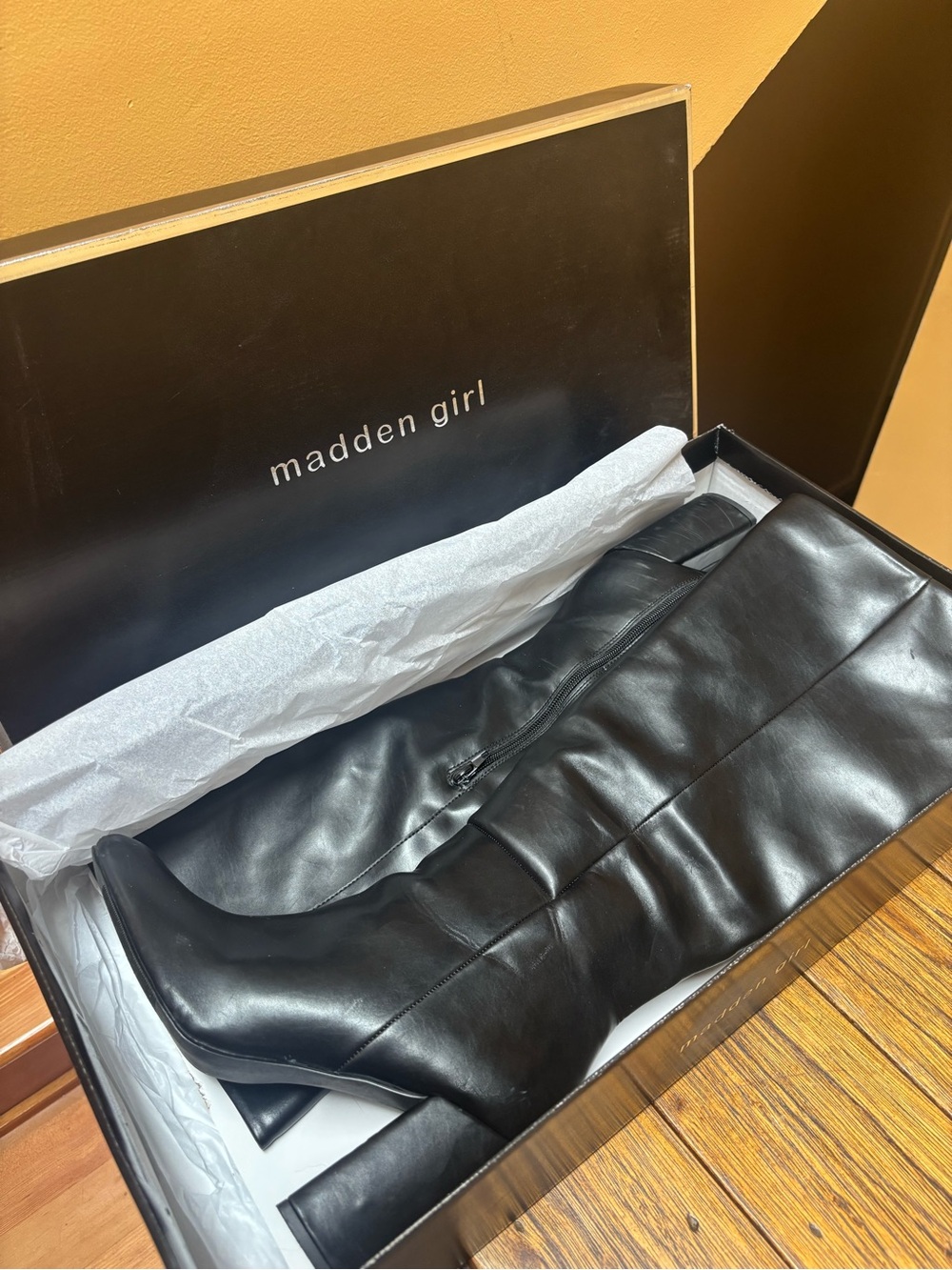 Madden Girl Black Knee-High Block Heel Boots